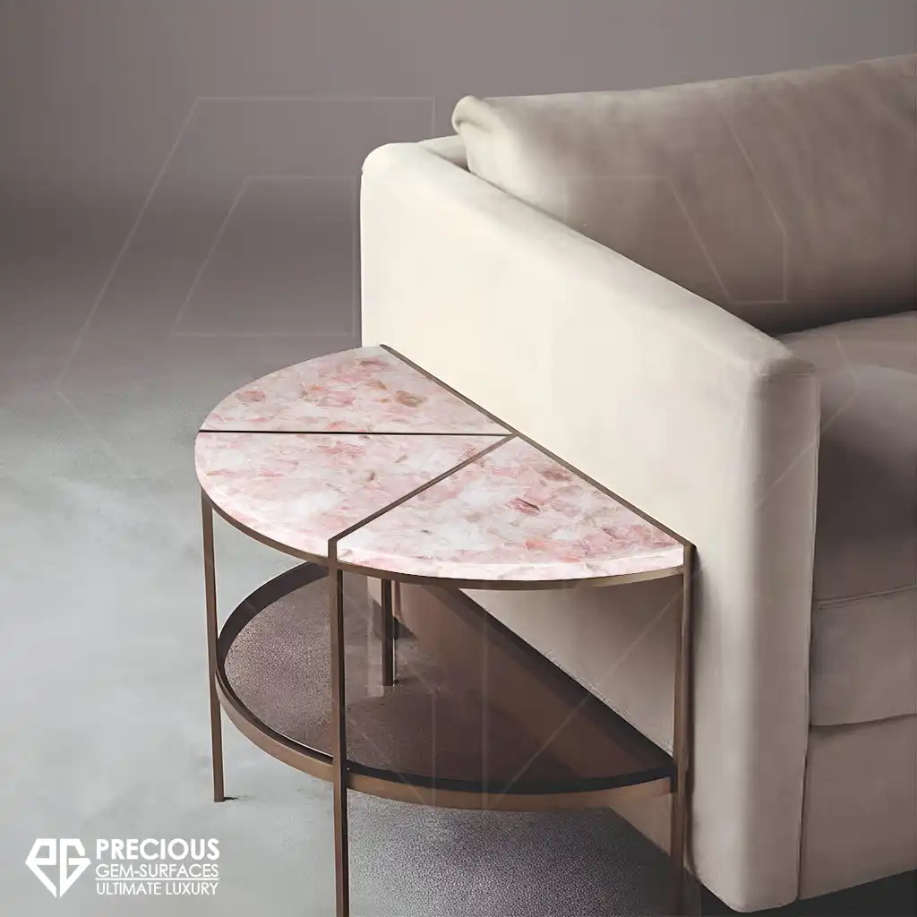 Luxury Rose Quartz Side Table