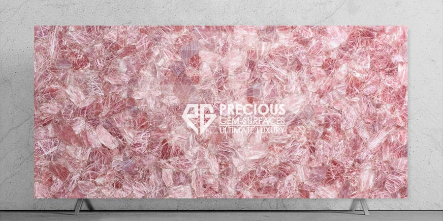 African Rose Quartz stone slab for UAE luxury villas and hotels